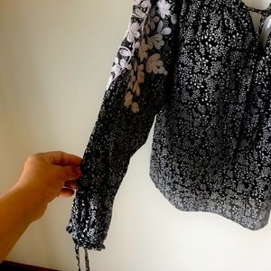 Lucky brand white and black blouse